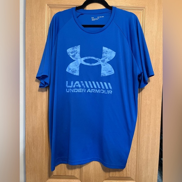 Under Armour Shirt Mens Blue Heat Gear Loose Short Sleeve - Picture 4 of 8